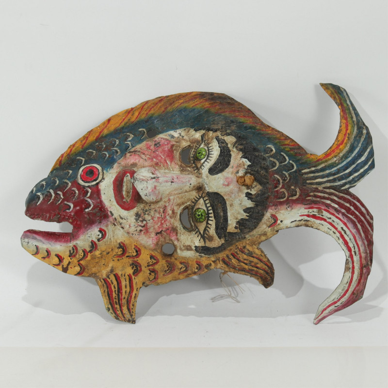 Fish Lady, Mexican Polychromed Copper Dance Mask