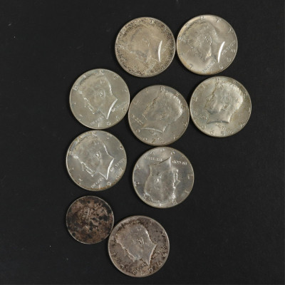 American Silver Coins: Kennedy, Mercury; Ingot