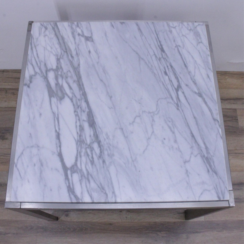 DWR Brushed Aluminum & Marble Side Table