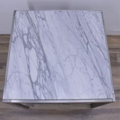 DWR Brushed Aluminum & Marble Side Table