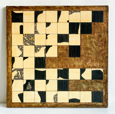 Vladimir Fuka - Untitled (Grid in Brown, Beige, Black)