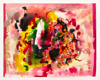 William Ronald - Untitled (Abstract in Fuchsia, Black, and Yellow)