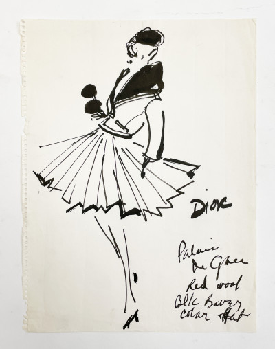 Joe Eula - 3 Sketches - Dior, Grès, Gernreich
