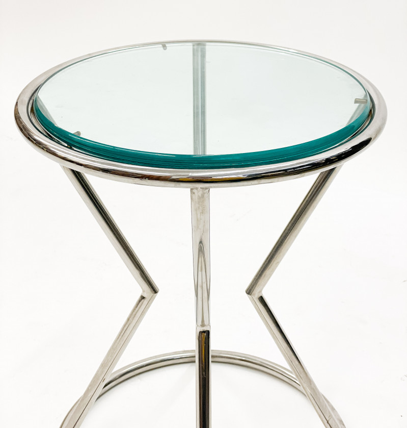 Chrome Tube Side Table With Inset Glass Top