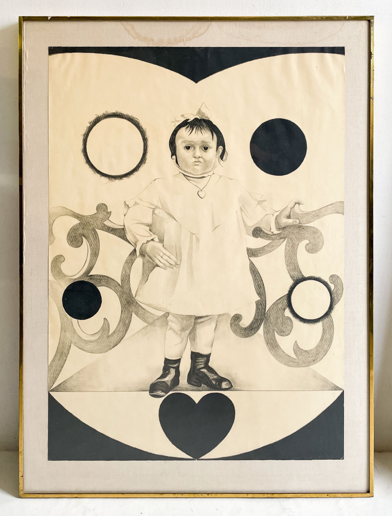 Lowell Nesbitt - Portrait of a Child With Hearts and Circles