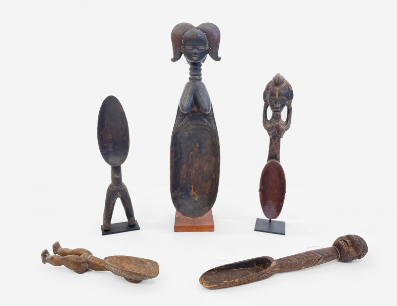 Group of 5 African Spoons