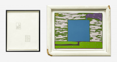 Peter Halley & Other - 2 Works on Paper