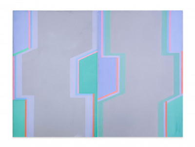 Image for Lot Michael Loew - Blue Plus Green Diptych