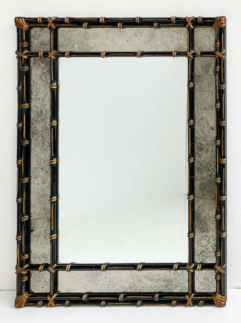 English Parcel Gilt Faux-Bamboo Mirror