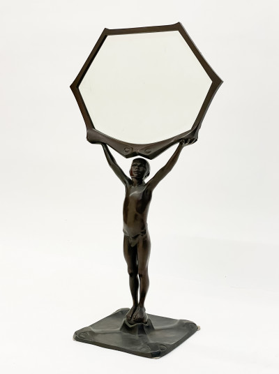 Art Deco Bronze Figural Mirror