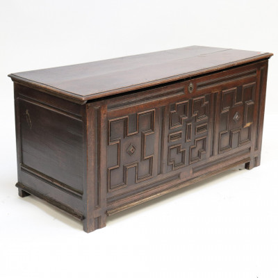 Image for Lot Louis XIII Carved Oak Coffer, 17th C.