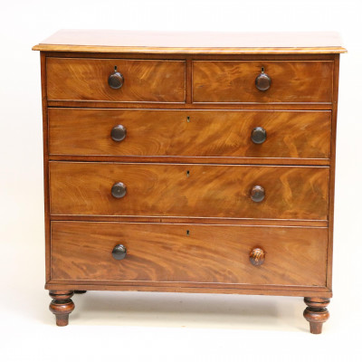 Image for Lot English Mahogany 5 Drawer Chest, 19th C.
