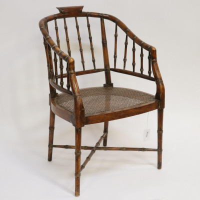 Image for Lot Regency Wood and Cane Armchair, Late 19th C