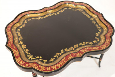 Image for Lot Victorian Style Parcel Gilt Tray on Stand