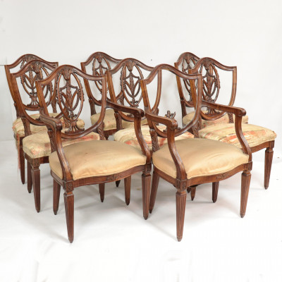 Image for Lot 8 Shield Back Hepplewhite Style Dining Chairs