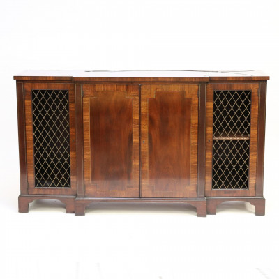 Image for Lot Regency Style Brass Inlaid Mahogany Side Cabinet