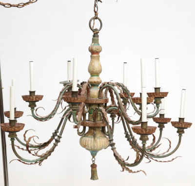 Image for Lot Italian Brass Painted Tole 12 Light Chandelier