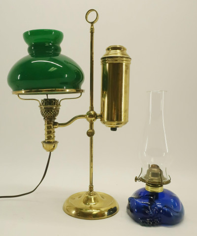 Image for Lot 2 Vintage Oil Lamps, one electrified