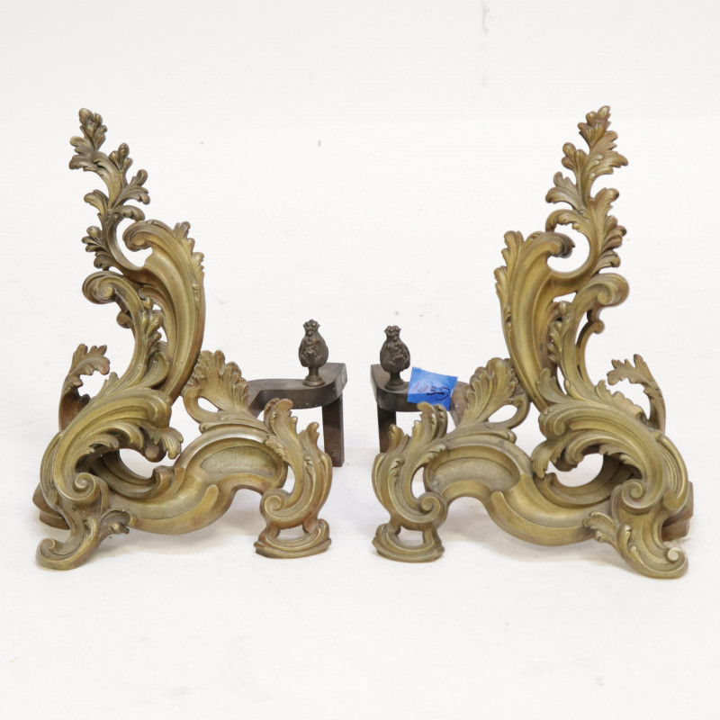 Pair of Louis XV Style Bronze Chenets