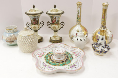 Image for Lot 9 European Porcelain Vases; Meissen, Limoges..