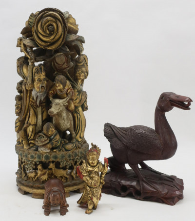 Image for Lot 4 Chinese Carved Wood Pieces