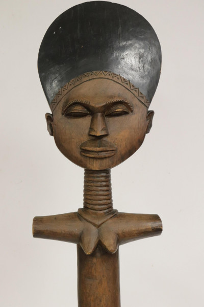 Image for Lot African Totem Wood Carved Sculpture of Female