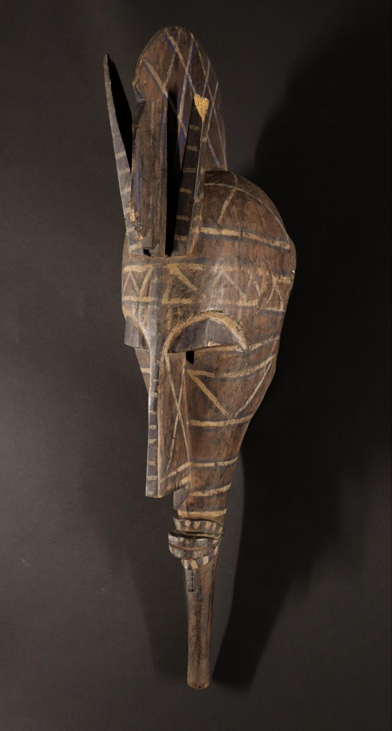African Anthropomorphic Pntd. Wood Carved Mask