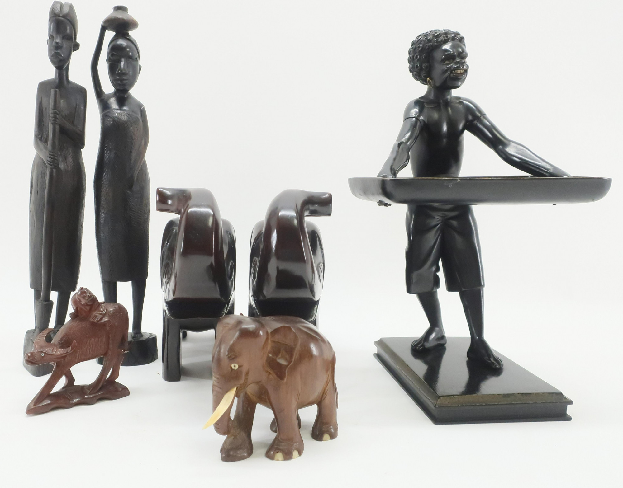 7 Wood Carvings of African Animals/Figures - Capsule Auctions