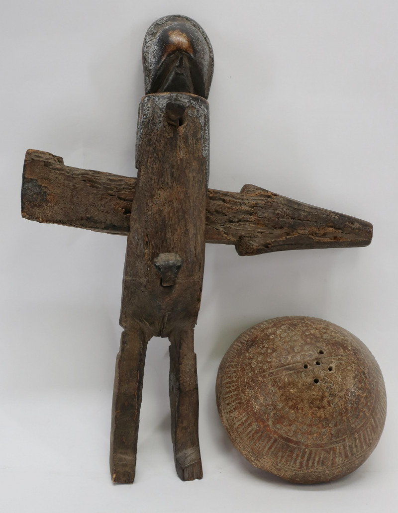 2 Mali/Western African Objects,clay and wood