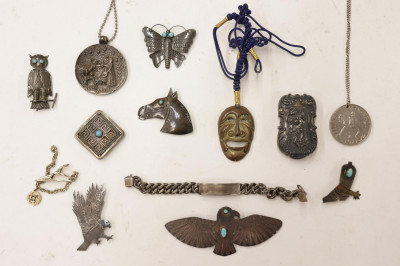 Image for Lot 7 Sterling Silver Brooches & Other Items