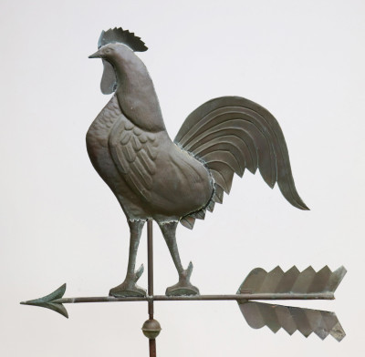 Image for Lot Copper Rooster Weathervane on stand
