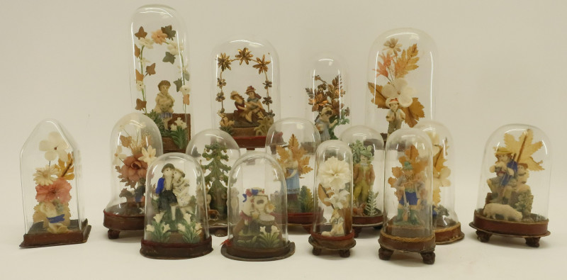 15 Whimsies,19th C., Figures under Glass