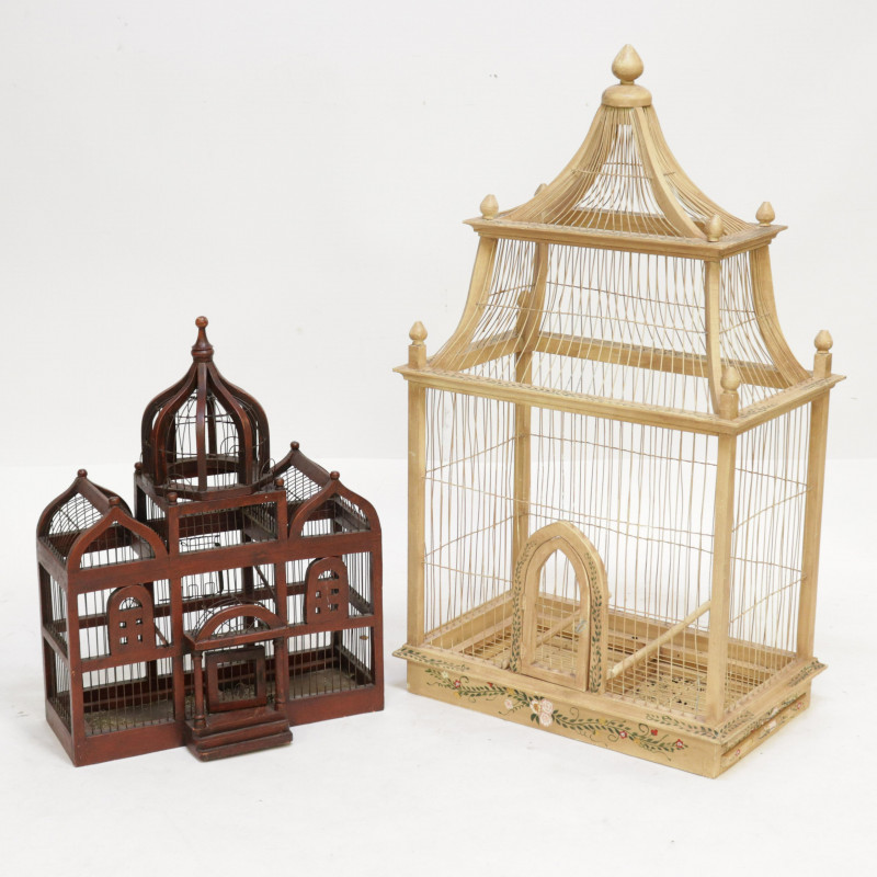 2 Decorative Wood and Metal Birdcages