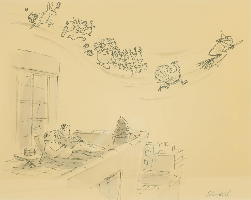 Frank Modell, Cartoon, marker,ink on paper
