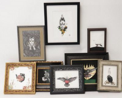 Image for Lot David Chung, 8 Works, Birds and Cats