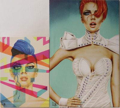 Image for Lot Scott Rohlfs, 2 Works, Red Head & Blue Hair, A/C