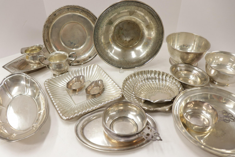 16 Sterling Silver bowls, trays, creamer & sugars