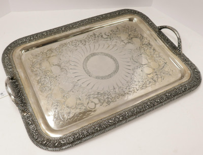 Image for Lot Victorian Silverplate Tea Tray, 19th C