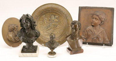 Image for Lot 6 Bronze/Copper Busts & Plaques