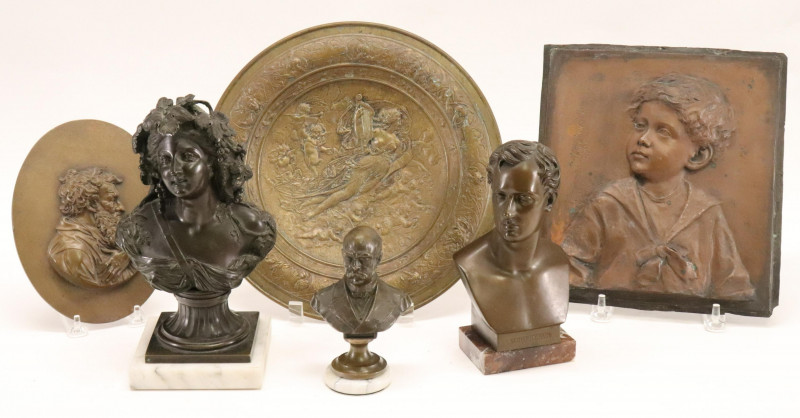 6 Bronze/Copper Busts & Plaques