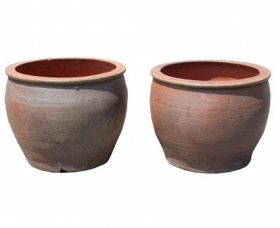 Image for Lot Near Pair Round Terracotta Planters