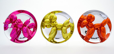 Image for Lot Jeff Koons - Balloon Dog Set of 3 (Magenta, Yellow, and Orange)