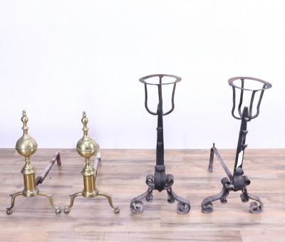 Image for Lot 2 Pairs of Metal Andirons