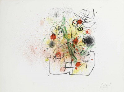 Image for Lot Joan Miro - Femme et Oiseau dans la Tourmente