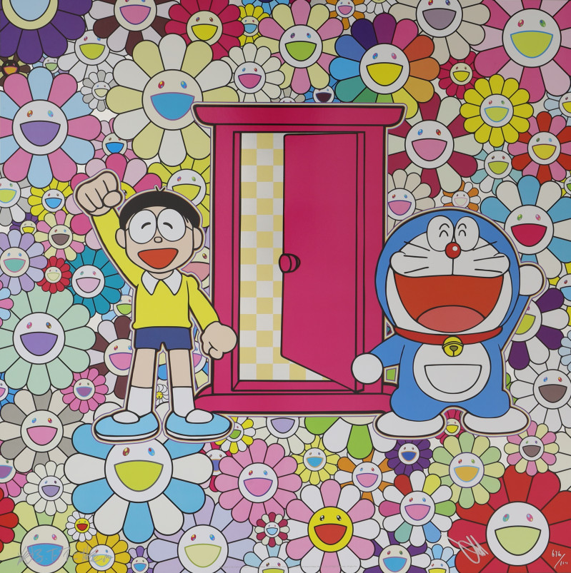 Takashi Murakami - Anywhere Door (Dokodemo Door) in the Field of Flowers and We Came to the Field of Flowers Through Anywhere Door, set of two prints