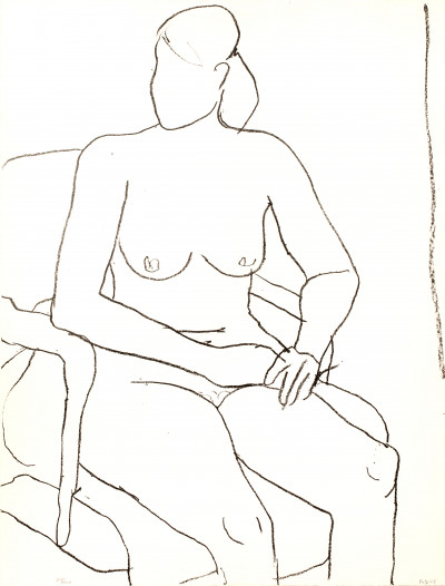 Richard Diebenkorn Seated Nude; Seated Woman in Striped Dress and Seated Woman in Chemise from SeatedWoman Series
