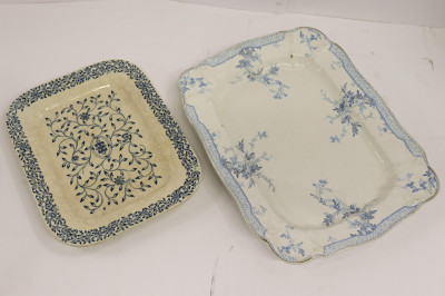 3 Blue & White Transferware Platters/Bowl