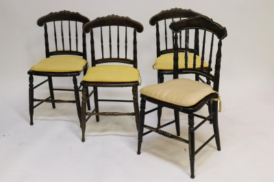Image for Lot Near Set 4 Victorian Painted Fancy Chairs, 19th C.