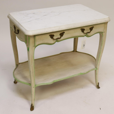 Image for Lot Louis XV Style Painted Marble Top Side Table