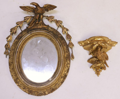 Image for Lot Gilt Carved Bracket & Mirror with Eagle, 19/20 C.